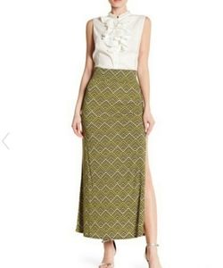 VERTIGO PRINTED JERSEY MAXI SKIRT.
